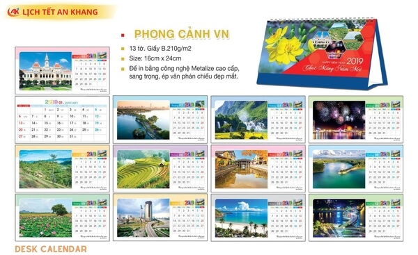 lịch để bàn 2024 - Lịch tết An Khang