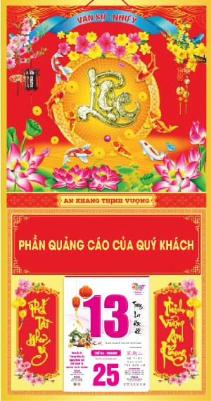 in lich tet Bìa Gấp Dán Nổi Lộc Vàng  AK25
