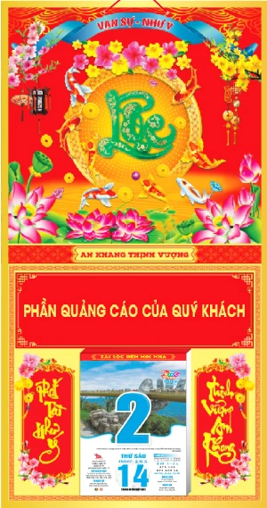 in lich tet Bìa Gấp Dán Nổi Lộc Xanh AK25