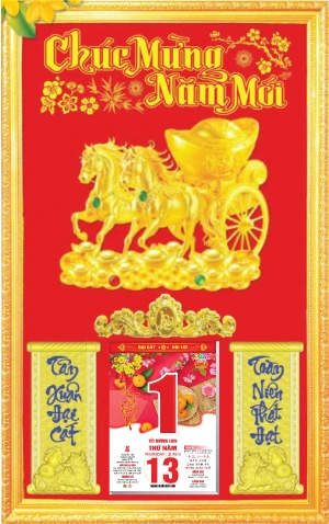 in lich tet Khung Phù Điêu Nền Nhung Song Mã Kéo Vàng