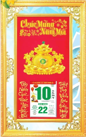 in lich tet Khung Phù Điêu Túi Vàng