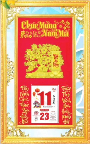 in lich tet Khung Phù Điêu Cây Mai Vàng