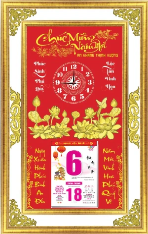 in lich tet Khung Phù Điêu Đồng Hồ 