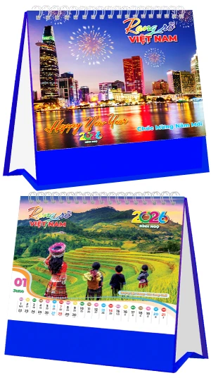 in lich tet Lịch Để Bàn Rạng Rỡ Việt Nam Xanh Dương