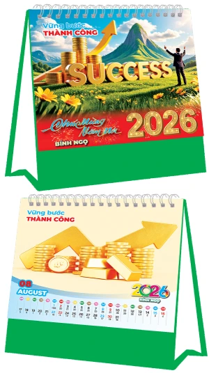 in lich tet Lịch Bàn Thành Công Xanh Lá