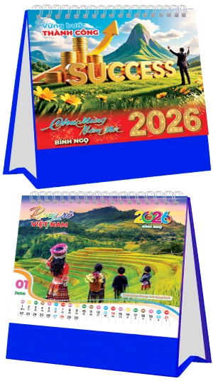 in lich tet Lịch Để Bàn Thành Công Đế Xanh Dương