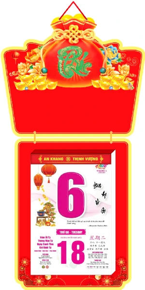 in lich tet Lịch Bloc Siêu Đại 2026 Hoa Khai Phú Quý 20×30cm