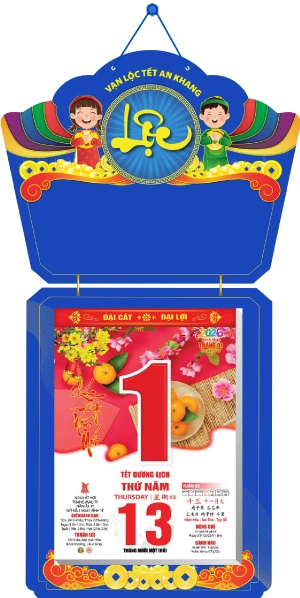 in lich tet Lịch Bloc Siêu Đại 2026 Vinh Hoa Phú Quý – Xanh Dương 20×30cm