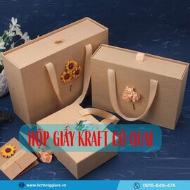 In hộp giấy kraft có quai tiện lợi