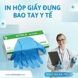 In hộp giấy đựng bao tay y tế