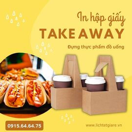 In hộp giấy take away đựng thực phẩm đồ uống