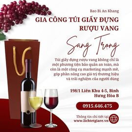 Gia công túi giấy đựng rượu vang sang trọng
