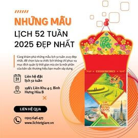 Những mẫu lịch 52 tuần 2025 đẹp nhất