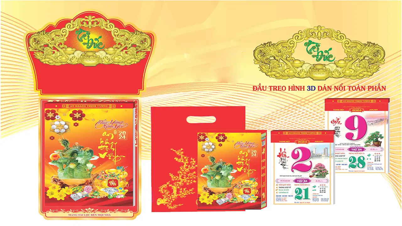 Lịch bloc chữ nổi 3d