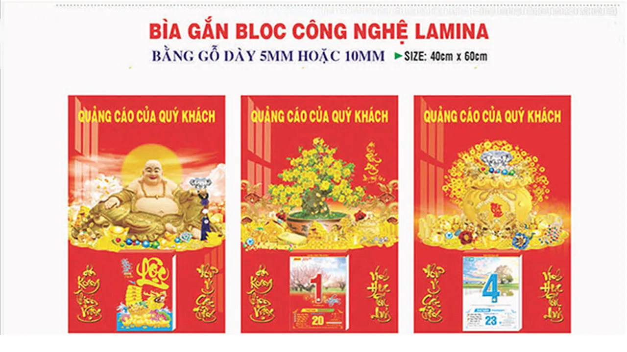 Lịch gỗ gắn bloc