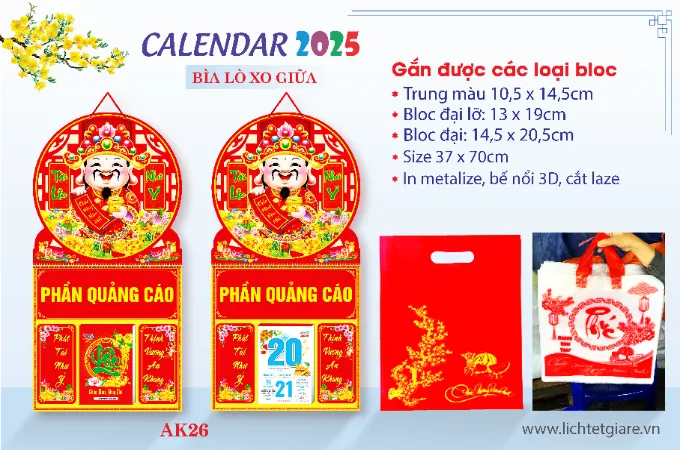 Lịch Bìa Lò Xo Giữa AK26