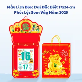 Mẫu Lịch Bloc Đại Đặc Biệt 17x24 cm Phúc Lộc Sum Vầy Năm 2025