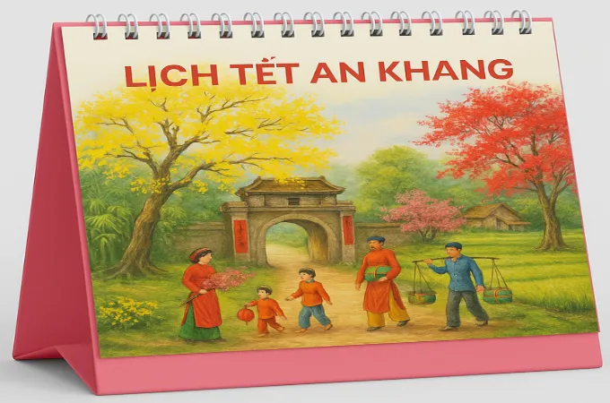 lịch để bàn màu hồng 2026