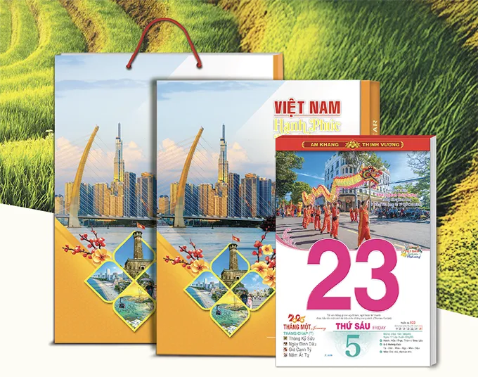 bloc và túi xách lịch treo tường mã đáo thành công