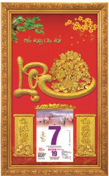 Lịch Gỗ Phù Điêu Chữ Lộc Nổi 3D Ôm Cây Vàng