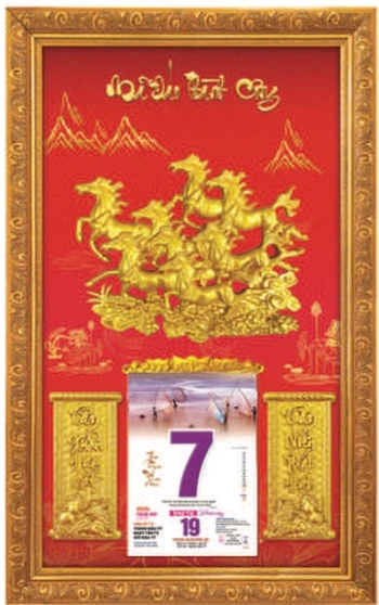 Lịch Gỗ Phù Điêu Mã Đáo Thành Công 3D Vàng