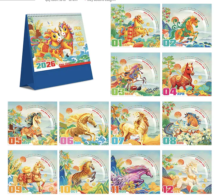 lịch để bàn mẫu ngựa