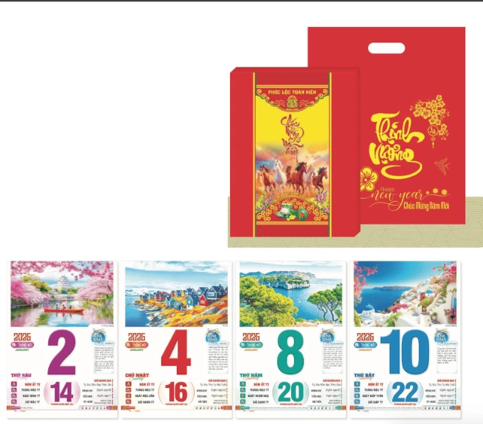 hộp đựng và bloc mẫu phong cảnh