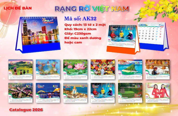 Lịch Để Bàn 2026 Chủ Đề Việt Nam Rạng Rỡ Đế Xanh Và Cam