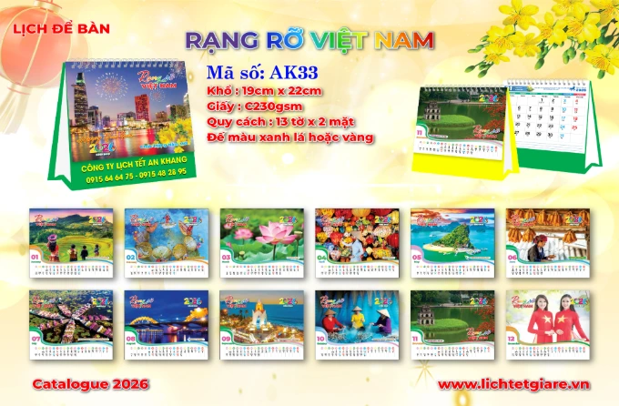 Lịch để bàn chủ đề Rạng Rỡ Việt Nam