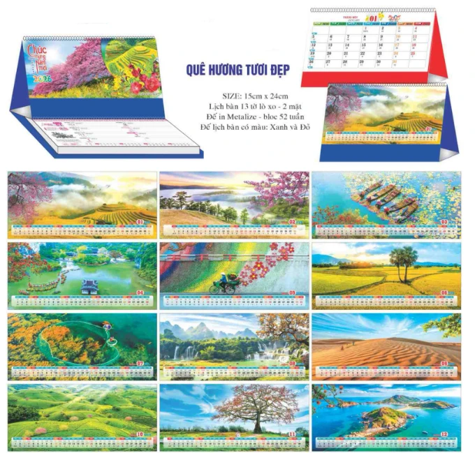 Lịch để bàn chữ M có note