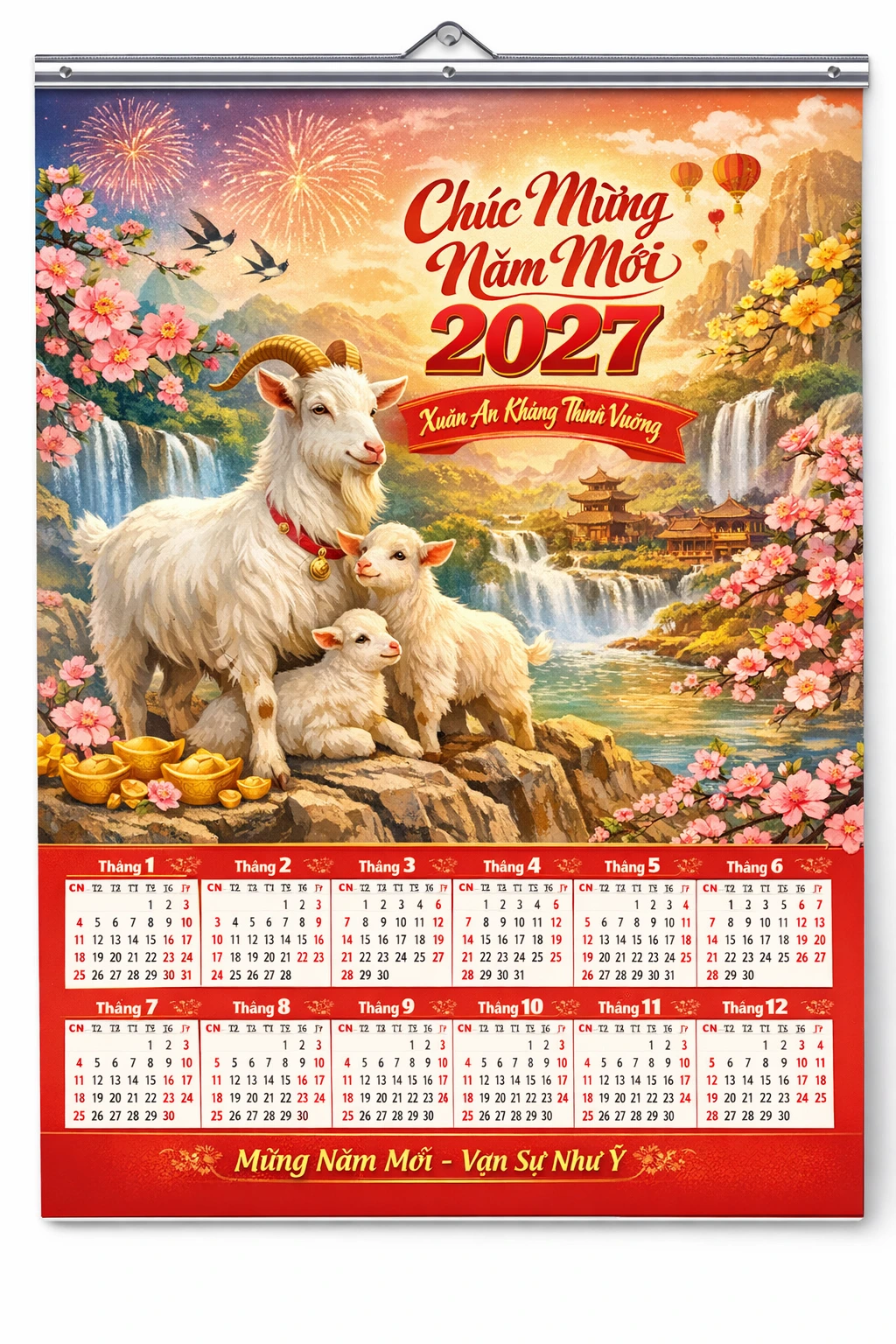 lịch 7 tờ nẹp thiếc năm 2027