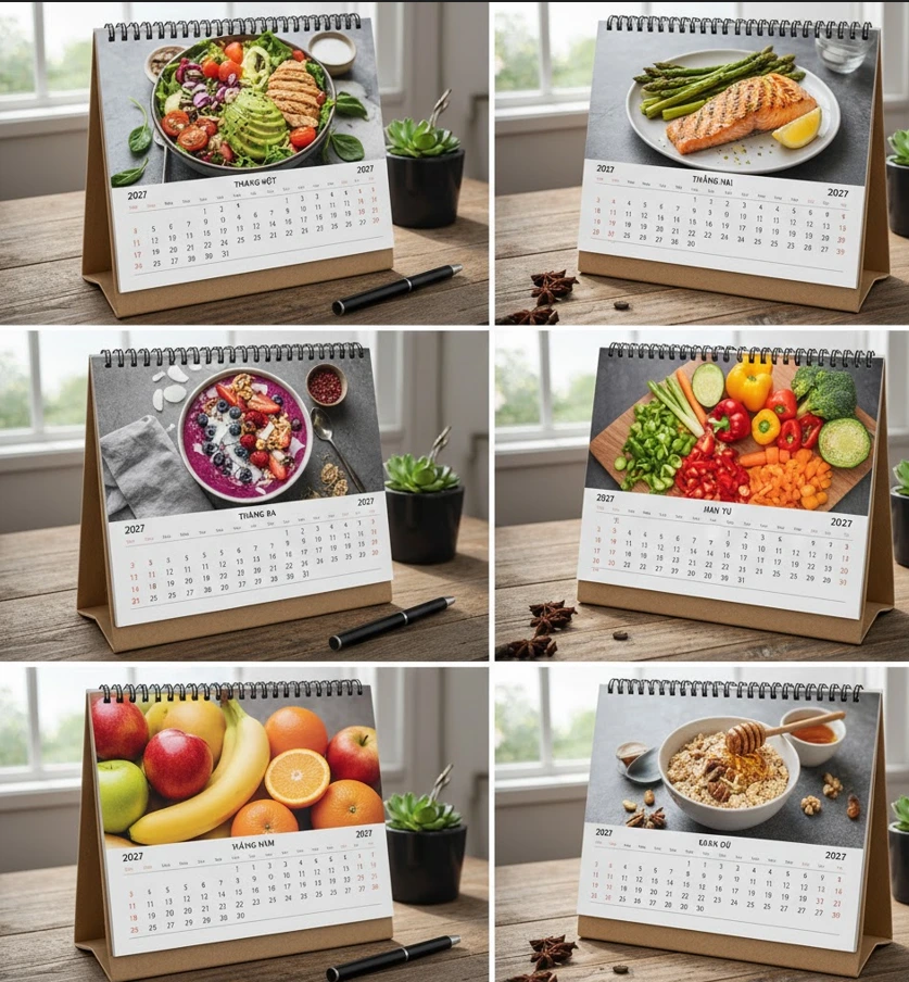 lịch bàn chủ đề món ăn