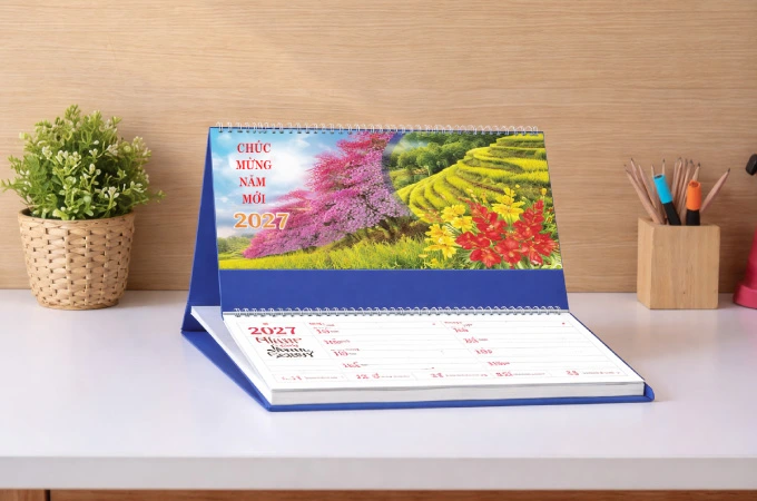 In Lịch Bàn Có Note 2027 phong cảnh Việt Nam