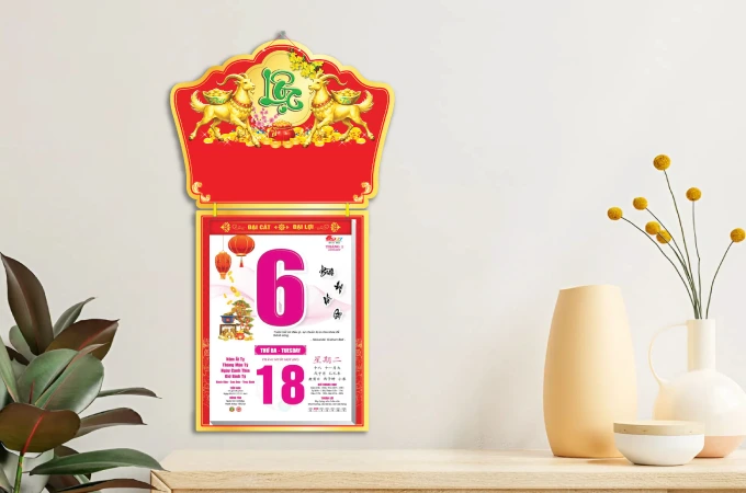 In Lịch Bloc 30x40 Năm 2027 Mẫu Song Dương Phát Lộc