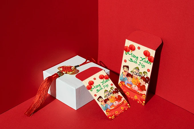 Mẫu bao lì xì họa tiết tài lộc sang trọng
