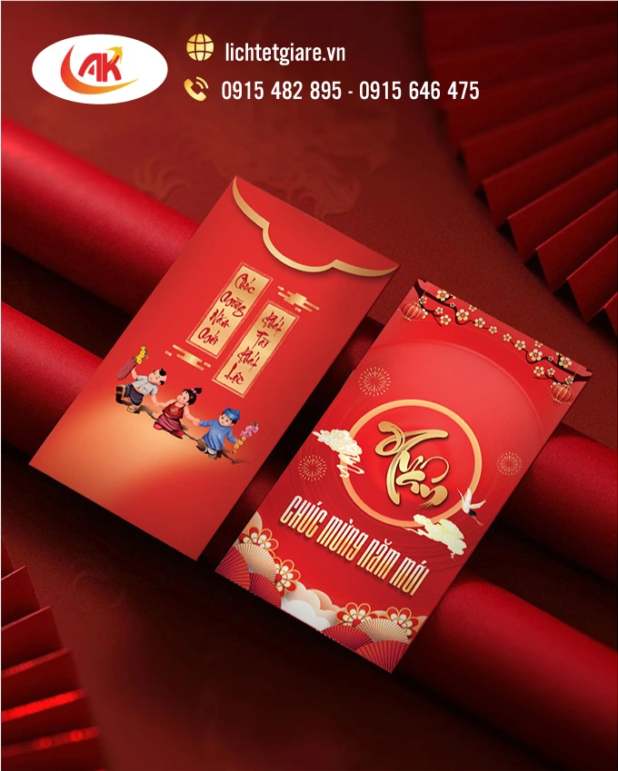 Mẫu bao lì xì in logo thương hiệu nổi bật